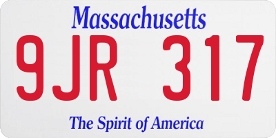 MA license plate 9JR317