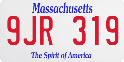 MA license plate 9JR319