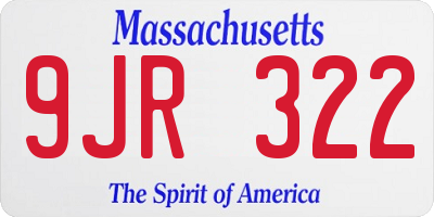 MA license plate 9JR322
