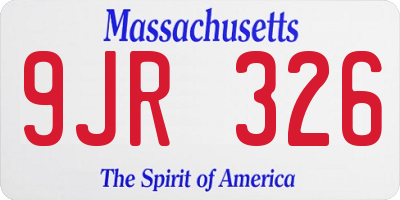 MA license plate 9JR326