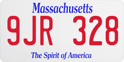 MA license plate 9JR328