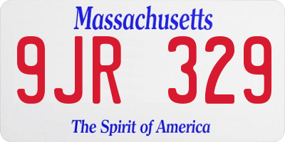 MA license plate 9JR329