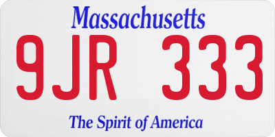 MA license plate 9JR333