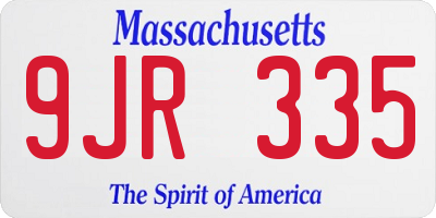MA license plate 9JR335