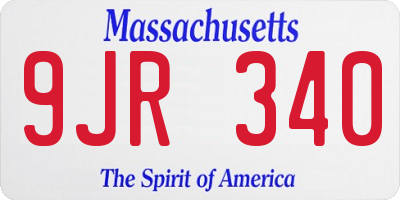 MA license plate 9JR340