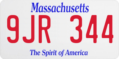 MA license plate 9JR344