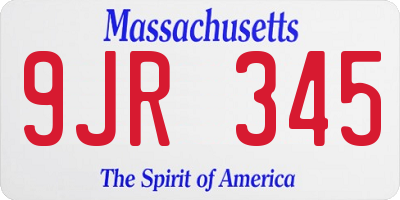 MA license plate 9JR345
