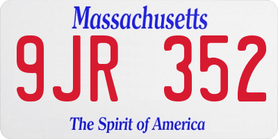 MA license plate 9JR352