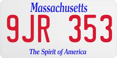 MA license plate 9JR353