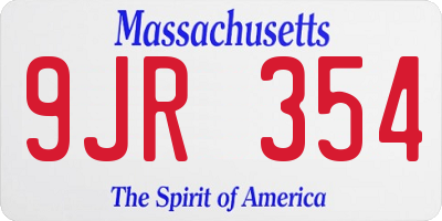 MA license plate 9JR354