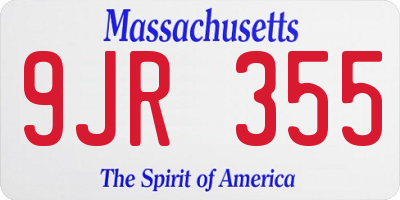 MA license plate 9JR355