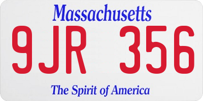 MA license plate 9JR356