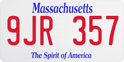 MA license plate 9JR357
