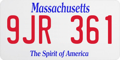 MA license plate 9JR361