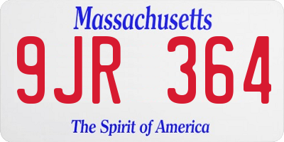 MA license plate 9JR364