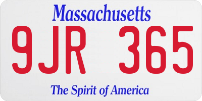 MA license plate 9JR365
