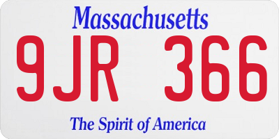 MA license plate 9JR366