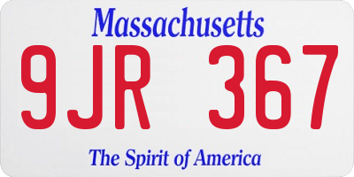 MA license plate 9JR367