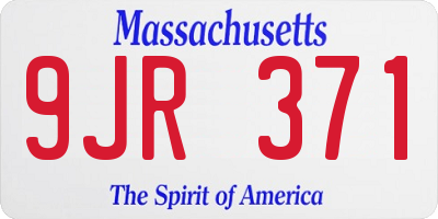 MA license plate 9JR371