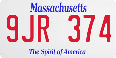 MA license plate 9JR374