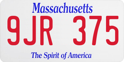 MA license plate 9JR375