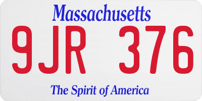 MA license plate 9JR376