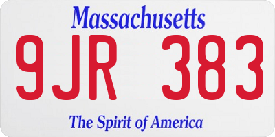 MA license plate 9JR383