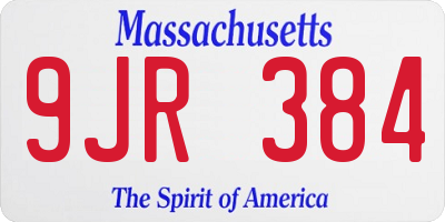 MA license plate 9JR384