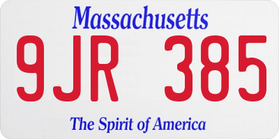 MA license plate 9JR385