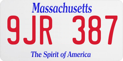 MA license plate 9JR387