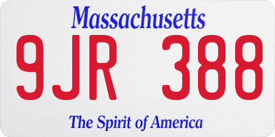 MA license plate 9JR388