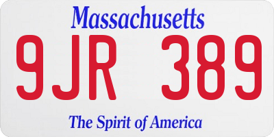 MA license plate 9JR389