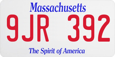 MA license plate 9JR392
