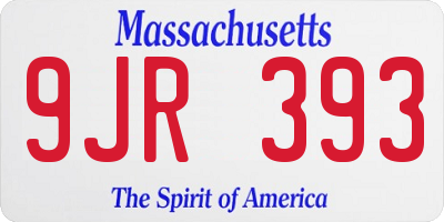 MA license plate 9JR393