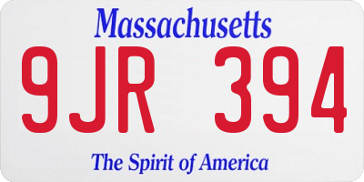 MA license plate 9JR394