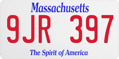 MA license plate 9JR397