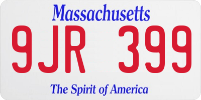 MA license plate 9JR399
