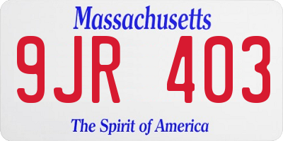 MA license plate 9JR403