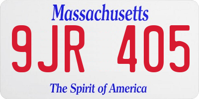 MA license plate 9JR405