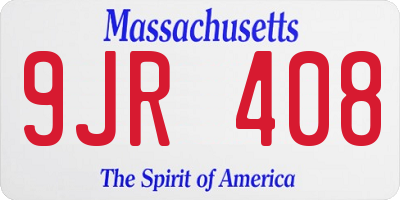 MA license plate 9JR408