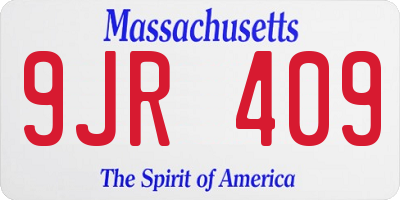 MA license plate 9JR409