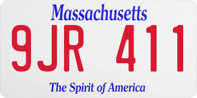 MA license plate 9JR411