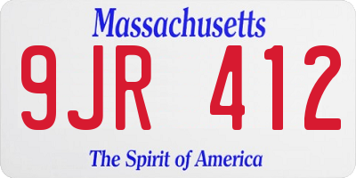 MA license plate 9JR412