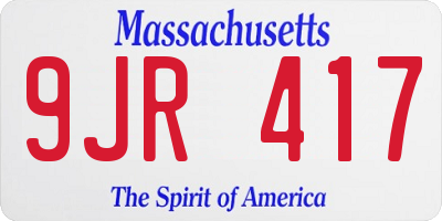 MA license plate 9JR417