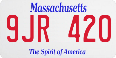 MA license plate 9JR420