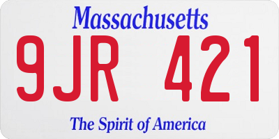 MA license plate 9JR421