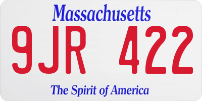 MA license plate 9JR422
