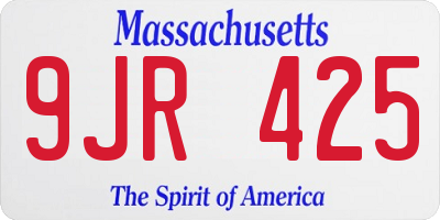 MA license plate 9JR425