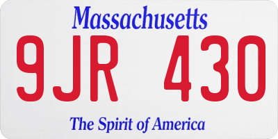 MA license plate 9JR430