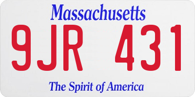MA license plate 9JR431